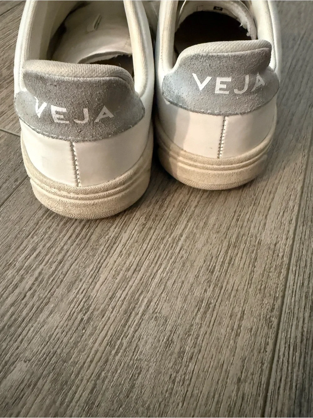 Veja White Leather Sneakers with Light Gray V Logo